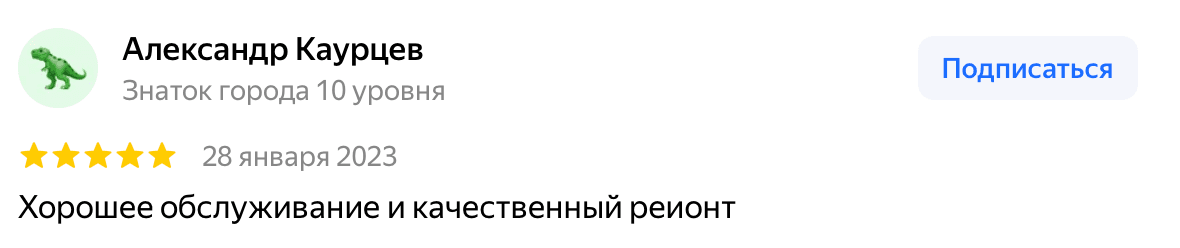 Отзыв Александр Каурцев — скриншот Яндекс.Карт